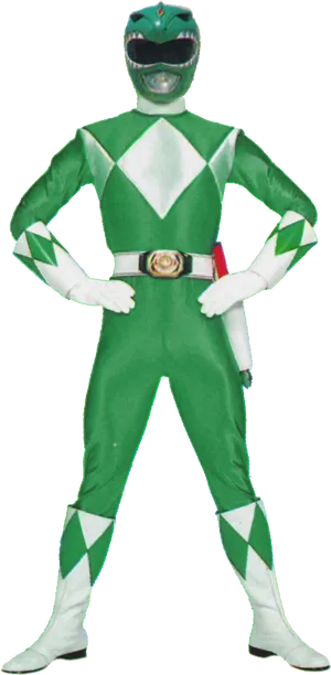 Green Ranger Costume Pose PNG Image