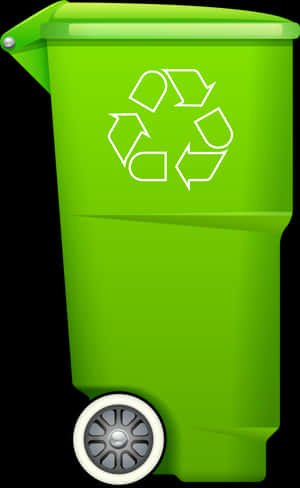 Green Recycling Bin Graphic PNG with transparent background