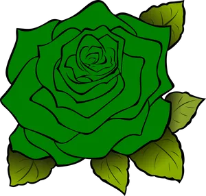 Green Rose Illustration PNG Image