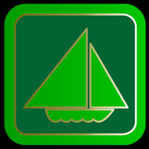 Green Sailboat Icon PNG image with transparent background