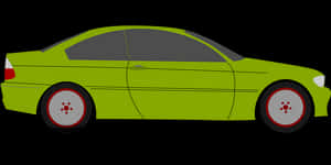 Green Sedan Side Profile PNG image with transparent background