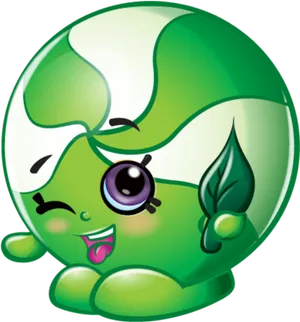 Green Shopkins Character Winking PNG Image