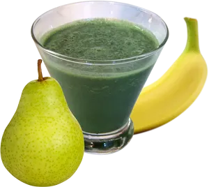 Green Smoothiewith Fruit Ingredients PNG Image