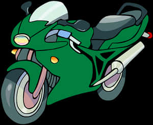 Green Sport Motorcycle Cartoon PNG with transparent background