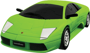 Green Sports Car3 D Model PNG image with transparent background