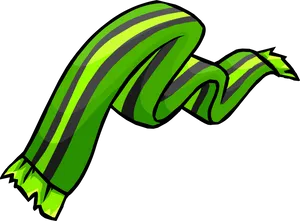 Green Striped Scarf Cartoon PNG Image