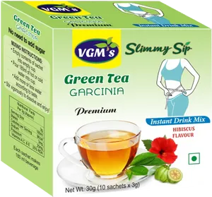 Green Tea Garcinia Hibiscus Flavor Product Packaging PNG Image