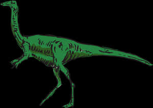 Green Theropod Dinosaur Illustration PNG image with transparent background