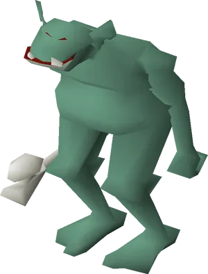 Green Troll3 D Model PNG Image