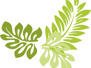 Green Tropical Leaves Graphic PNG Image