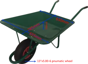 Green Wheelbarrow Dimensions PNG Image