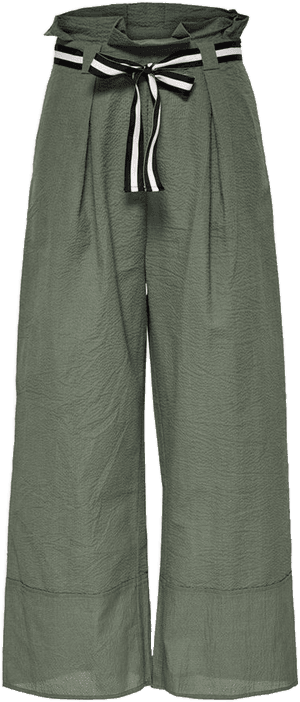 Green Wide Leg Pantswith Bow Tie Waist PNG