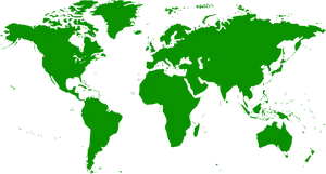 Green World Map Silhouette PNG Image