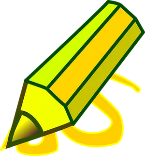 Green Yellow Pencil Drawing Illustration PNG Image