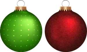 Greenand Red Christmas Baubles PNG Image