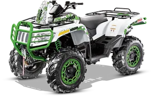 Greenand White A T V Offroad Vehicle PNG Image