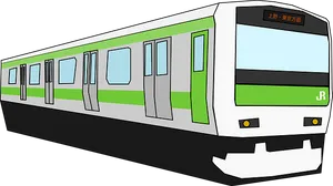 Greenand White Commuter Train Illustration PNG Image