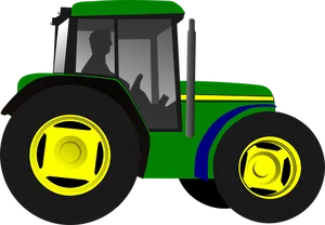 Greenand Yellow Tractor Illustration PNG Image