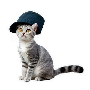 Grey Cat With Hat Png Dcb95 PNG Image