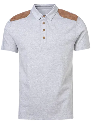 Grey Polo Shirtwith Brown Accents PNG Image