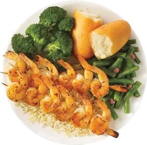 Grilled Shrimp Dinner Plate PNG Image