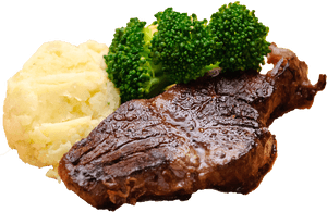Iron Steak,veal,pork Chop,roast Beef,pork Steak,sirloin - Beef Steak With Mashed Potatoes, HD Png Download PNG image with transparent background