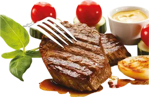 Grilled Steakwith Sauceand Vegetables.png PNG Image