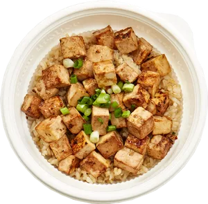 Grilled Tofu Brown Rice Bowl PNG Image