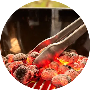 Grilling Charcoal Briquettes Tongs PNG Image