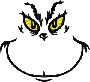 Grinch Face Outline Embroidery PNG Image