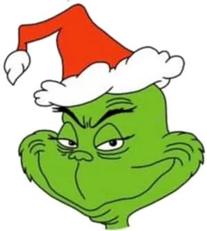 Grinch Smiling Christmas Hat PNG Image