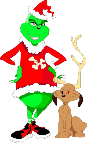 Grinchand Dog Christmas Celebration PNG Image