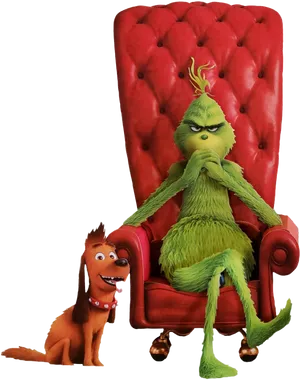 Grinchand Dog Red Chair PNG Image