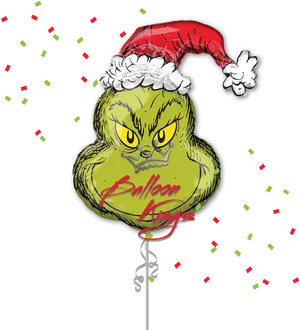 Grinchin Santa Hat Balloon Kings PNG Image