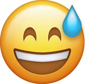 Grinning Face With Sweat Emoji PNG Image