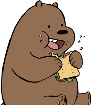 Grizzly Bear Eating Sandwich PNG Image