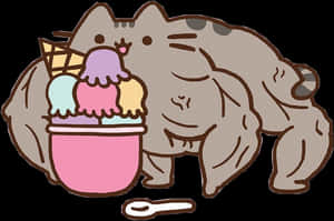 Groundhog Clipart Kawaii - Cute Ice Cream Pusheen, HD Png Download PNG image with transparent background