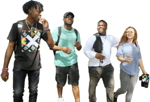 Group_of_ Students_ Walking_and_ Laughing PNG Image