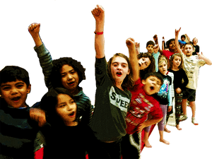 Groupof Children Cheering PNG image with transparent background