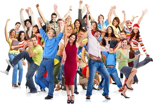 Groupof Happy People Celebrating PNG Image