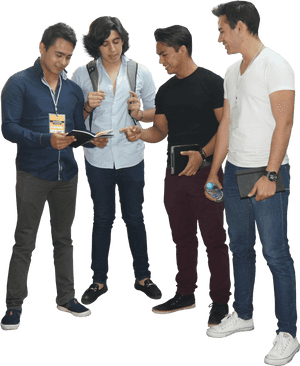 Groupof Men Discussing Work PNG image with transparent background