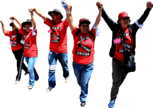 Groupof Protesters Cheering PNG image with transparent background