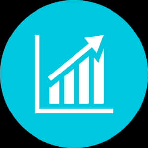 Growth Chart Icon Cyan Background PNG image with transparent background