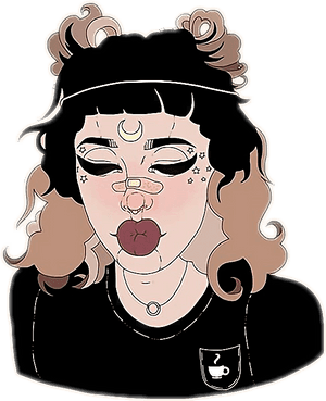 Grunge Aesthetic Cartoon Girl PNG image with transparent background