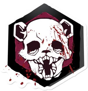 Grunge Panda Skull Logo PNG Image