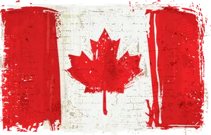 Grunge Style Canadian Flag PNG Image