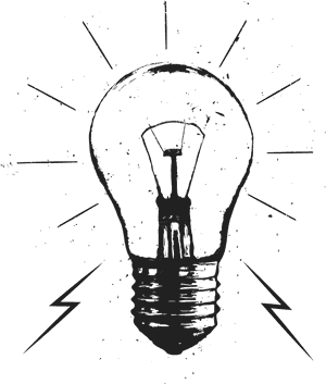Grunge Style Lightbulb Illustration PNG image with transparent background