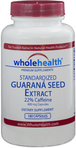 Guarana Seed Extract Supplement Bottle PNG image with transparent background