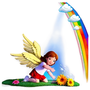 Guardian Angel And Rainbow Png Qsp99 PNG Image