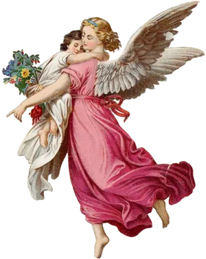 Guardian Angel Carrying Child PNG Image